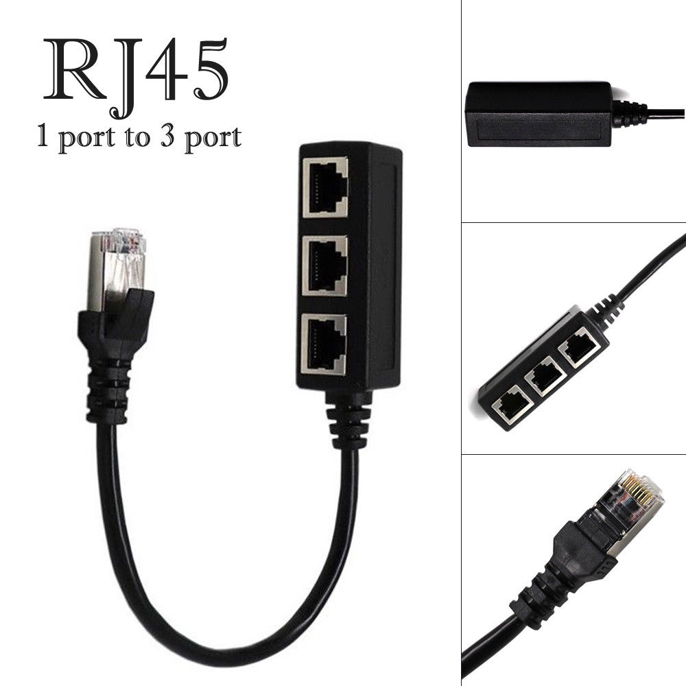 Splitter Ethernet RJ45 Cable Adapter 1 Male To 3 Female Port LAN Network Plug
