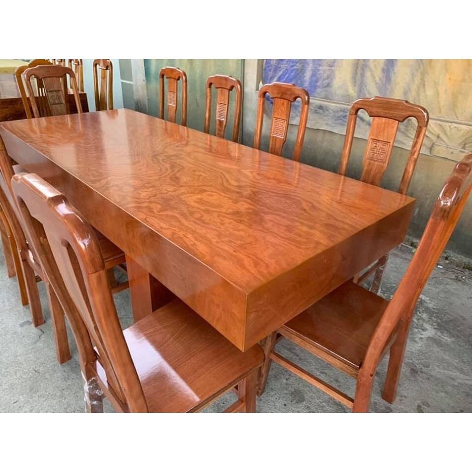 Bộ bàn ghế ăn 10 ghế bàn hộp gỗ hương nam phi