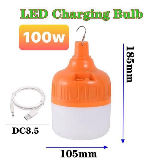 Bóng đèn tích điện 100w, bóng đèn cao cấp có móc treo cổng sạc usb -- Hàng Loại 1--89shop