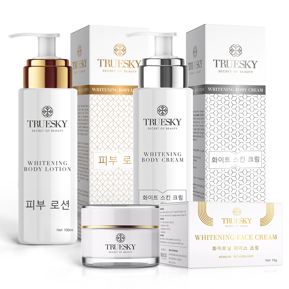 Bộ VIP02 sản phẩm tắm trắng toàn thân cấp tốc và dưỡng trắng da mặt Truesky - Mỹ phẩm chính hãng