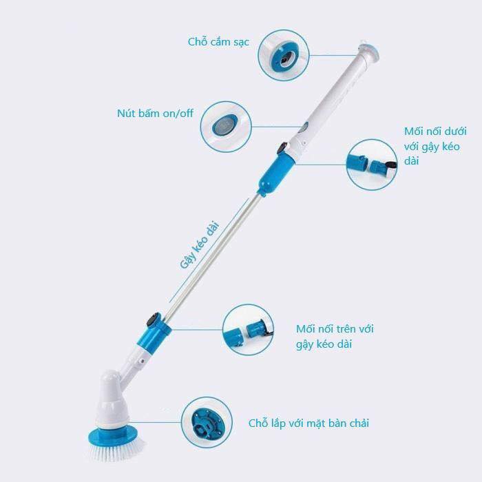 Chổi Điện Sạc Đa Năng 3 Đầu Thay Đổi Chổi Điện Chà Sàn Nhà Tắm Nhà Vệ Sinh