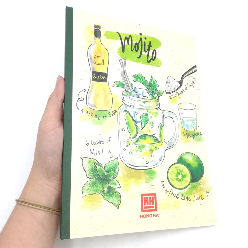 Bộ 5 Vở Kẻ Ngang Cocktail - 80 Trang Không Kể Bìa - ĐL 70 - Mẫu 2 - Mojito - Xanh Lá