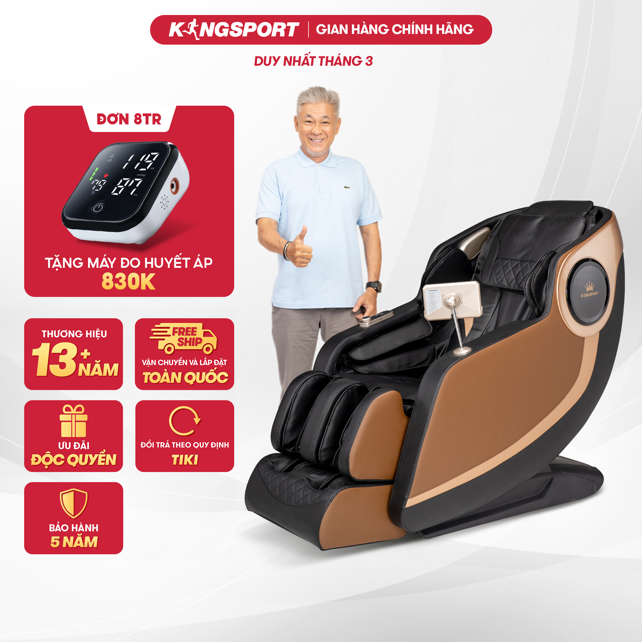 CHỈ GIAO MIỀN NAM | Ghế massage KINGSPORT G88 cao cấp con lăn 3D, hệ thống nhào ở bắp chân và con lăn bàn chân hiện đại