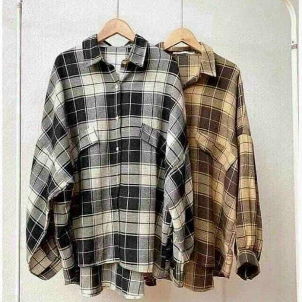 Áo khoát cho nữ sơ mi FLANNEL caro vải bố hàng đẹp hàng chuẩn shop-A763