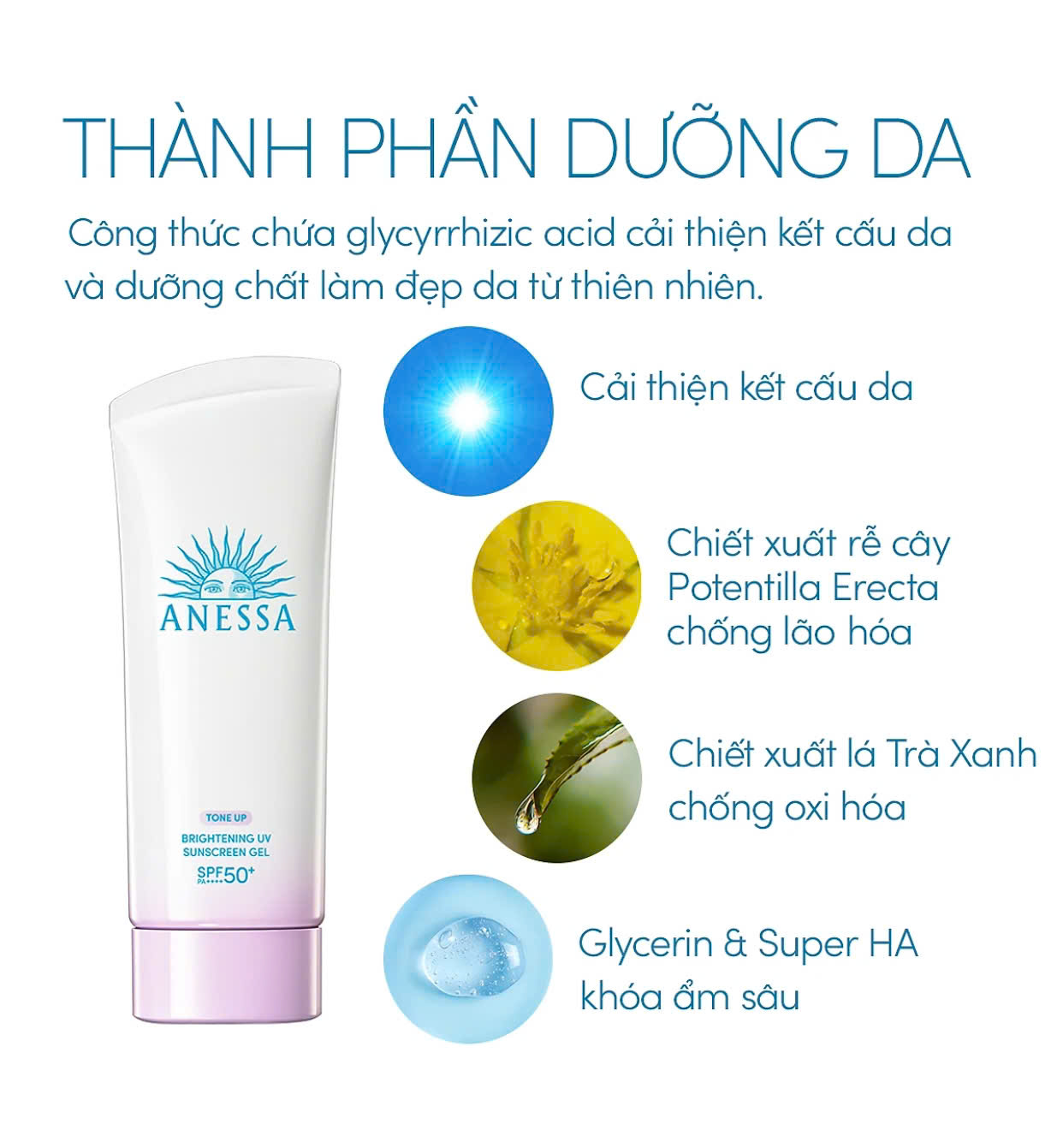 Kem chống nắng dưỡng trắng Anessa Whitening UV Sunscreen Gel Spf 50+ Pa++++ (90g)