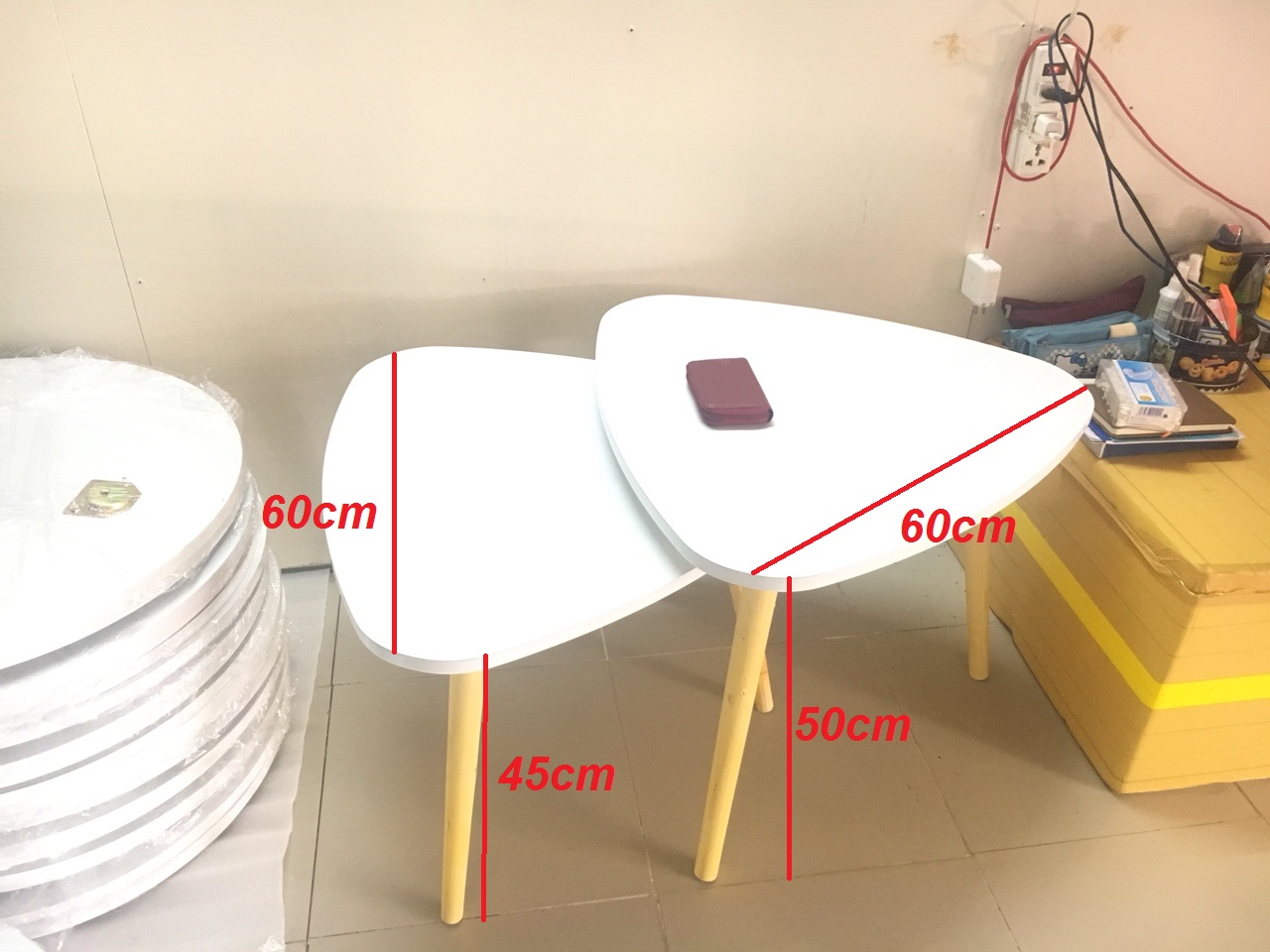 Pk - Cặp bàn tam giác gỗ sofa phòng khách 60-60, bàn trà, bàn cafe, coffee, cà phê, bàn salon, sopha