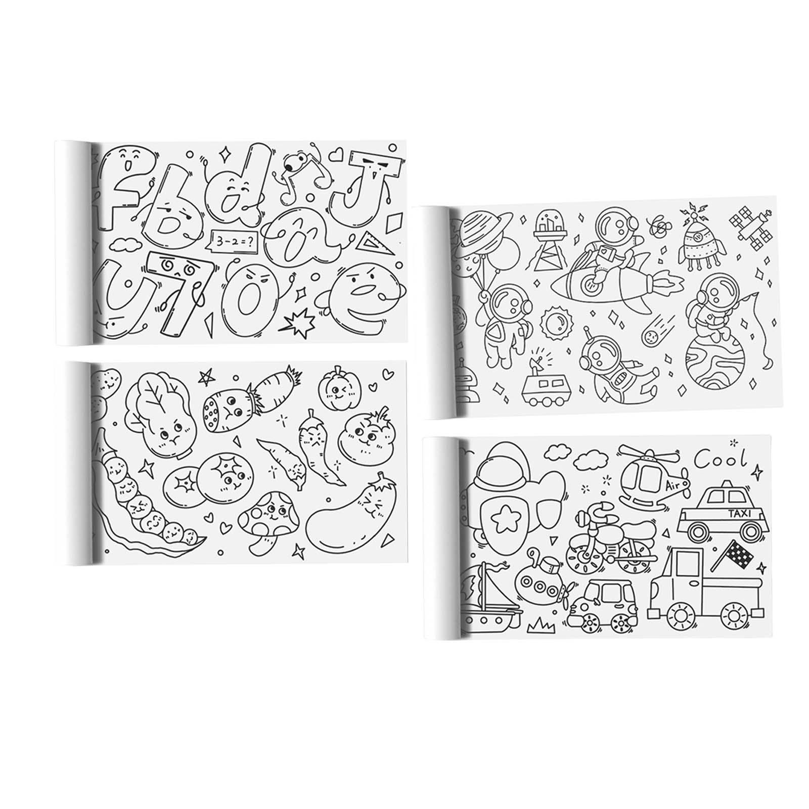 4Pcs Coloring Paper Roll with Tear Off Line Colorable for Birthday Home