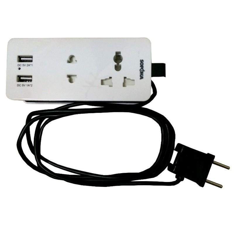 Ổ Cắm Điện Đa Năng Siêu Chịu Tải 2200W tích hợp 2 cổng USB 5V SOPOKA Q2U - Hàng chính hãng
