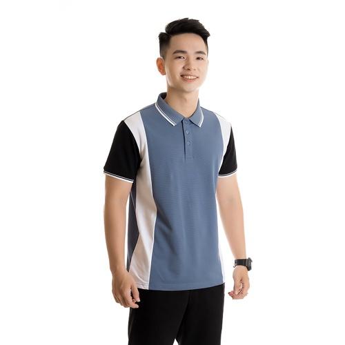 Áo polo nam cotton cá sấu phối tay thân bo sọc cổ bẻ tay ngắn PL05