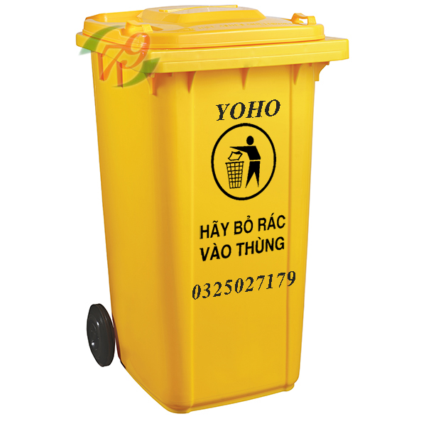 Thùng rác nhựa HDPE 240l màu vàng