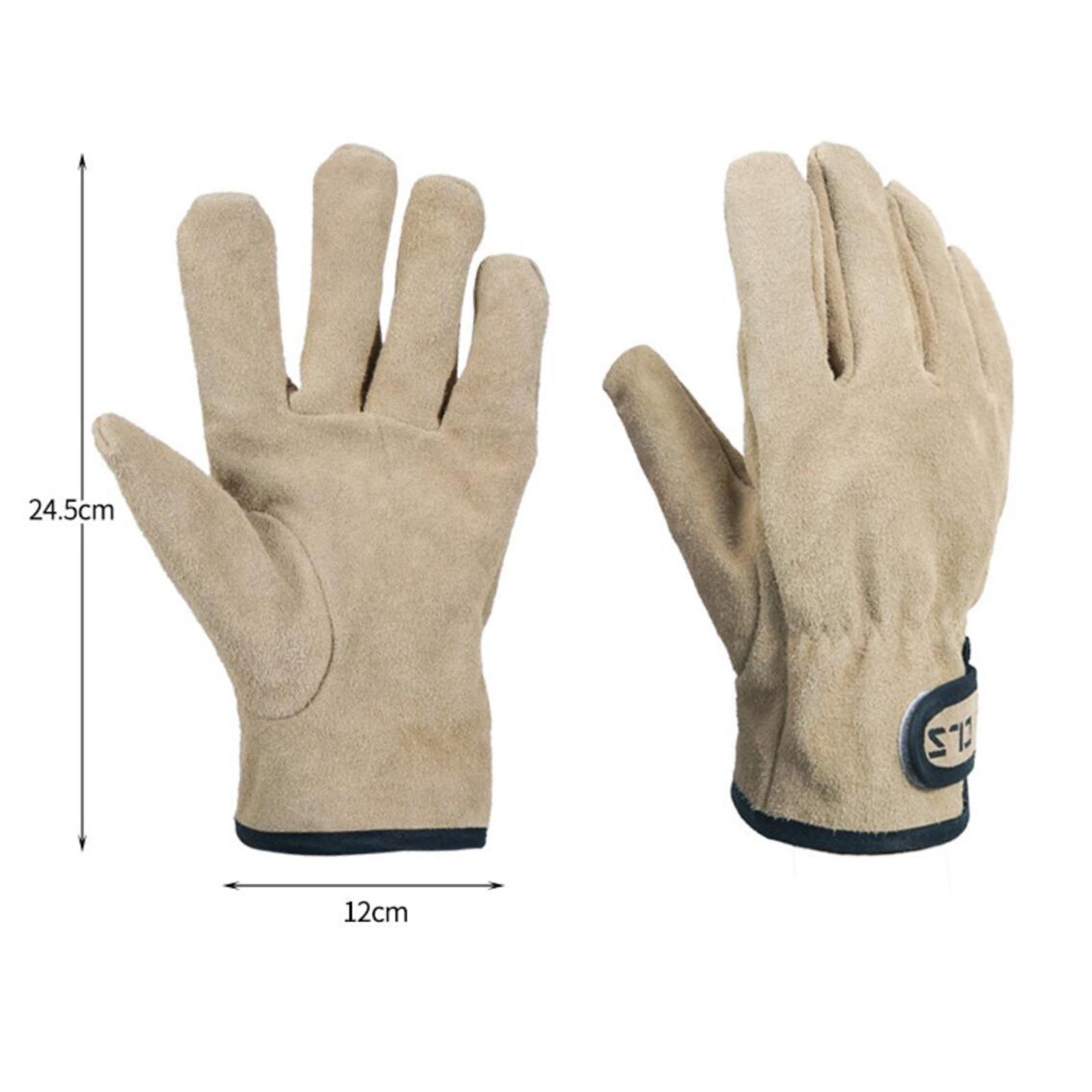 Leather Safety Work Gloves Fire Heat Resistance Gloves BBQ Gardening