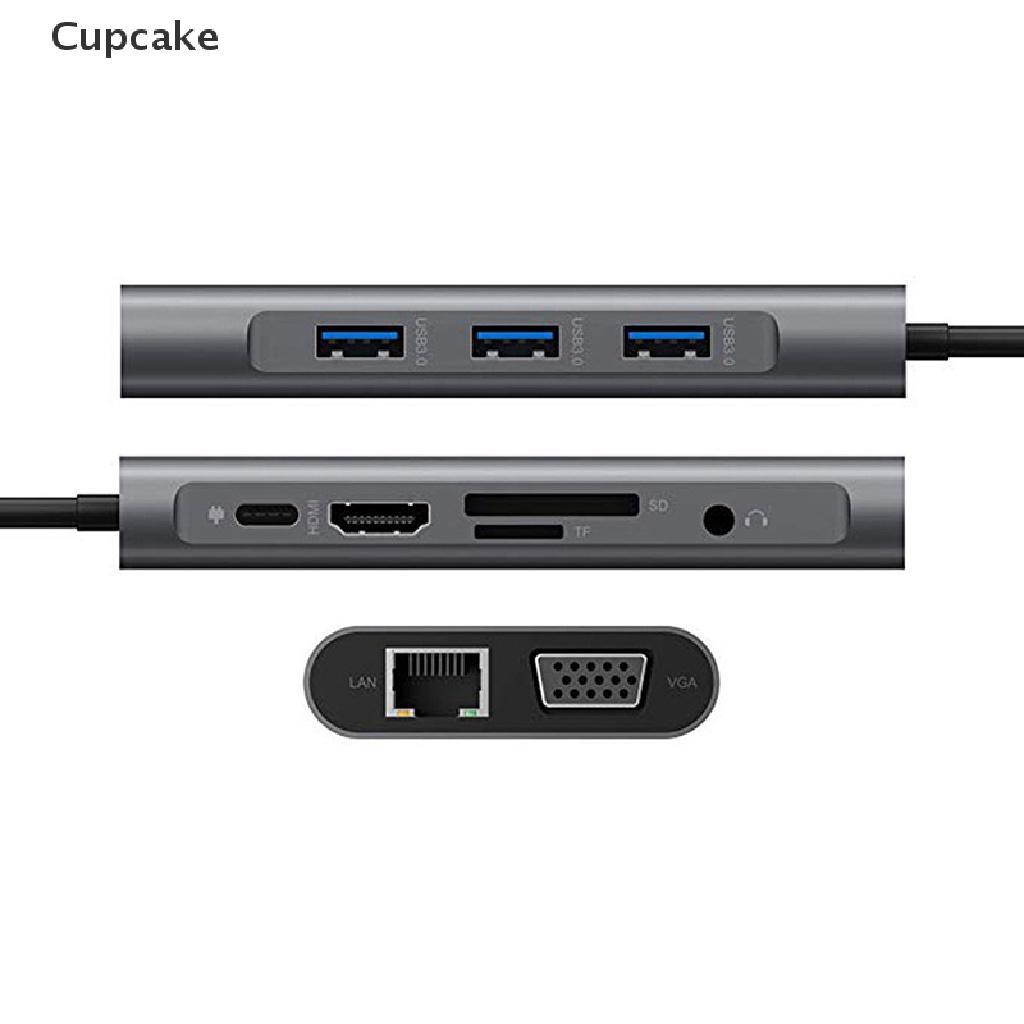 Bộ Hub Chuyển Đổi 10 Trong 1 USB-C Sang USB 3.0 Hub 4K HDMI RJ45 Ethernet VGA SD TF OTG