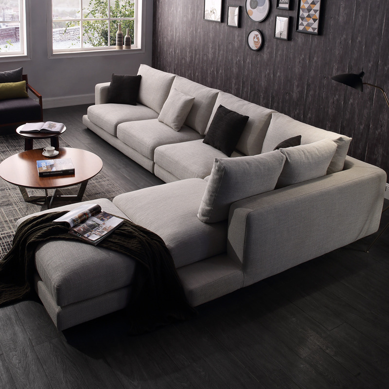 Ghế Sofa Góc L Cao Cấp Cho Phòng Khách, Cấu Tạo Khung Gỗ Sồi Chắc Chắn Bọc Vải Bố Nệm Mút Êm Ái Mã HG-10