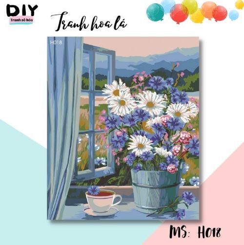 Tranh tô màu theo số DIY tranh số hóa Hoa cúc