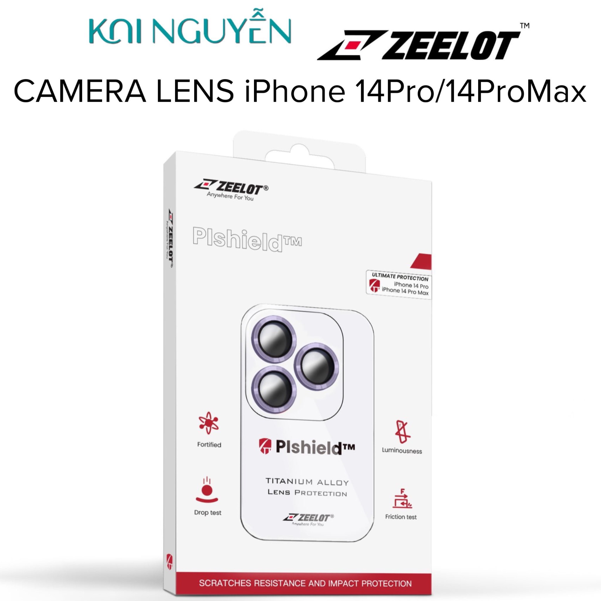 Miếng Dán Kính Cường Lực Camera Lens ZEELOT PISHIELD Dành Cho iPhone 14 Pro / 14 ProMax - Hàng Chính Hãng