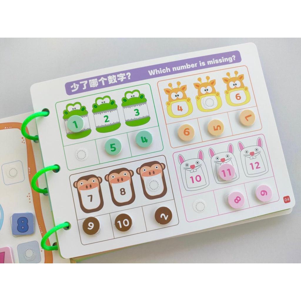 Đồ chơi giáo dục sớm cho bé, học liệu bóc dán toán học Montessori đầu đời Mathematics Quiet Book, 163 chi tiết 16 chủ đề