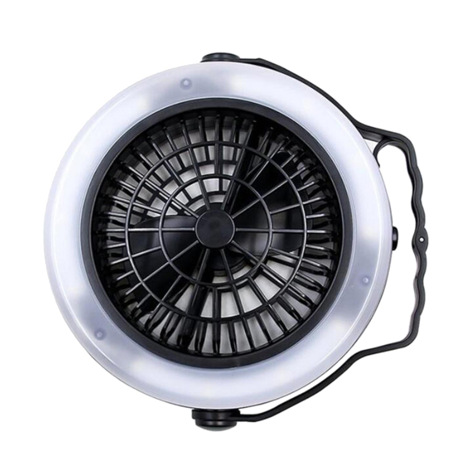 Outdoor Tent Fan with Light Rechargeable Camping Lantern Handheld Travel