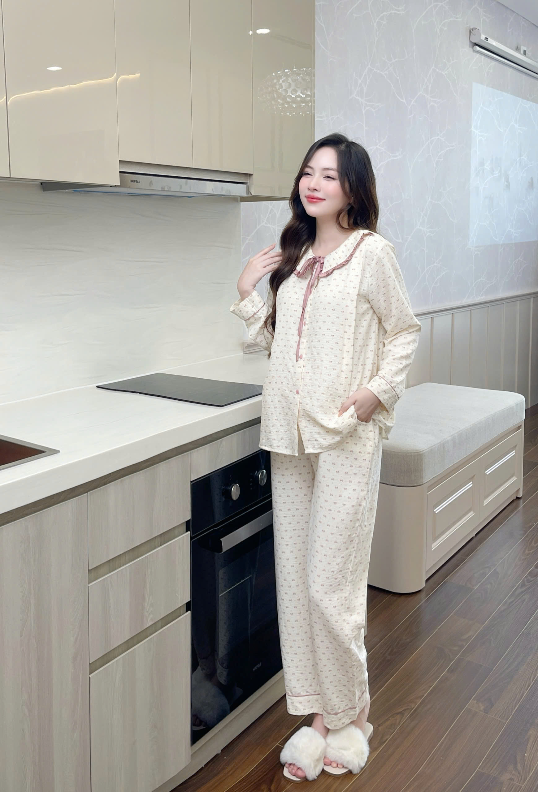 Bộ bầu mặc nhà và sau sinh đũi cao cấp mềm nhẹ mát áo có khóa dọc bé ti và quần chun chỉnh bụng