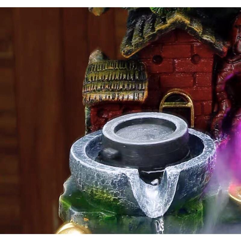 Thác nước phong thuỷ để bàn và đài phun nước,tiểu cảnh hòn non bộ bể cá mini sáng tạo bánh xe phong thuỷ cỡ lớn 36 cm