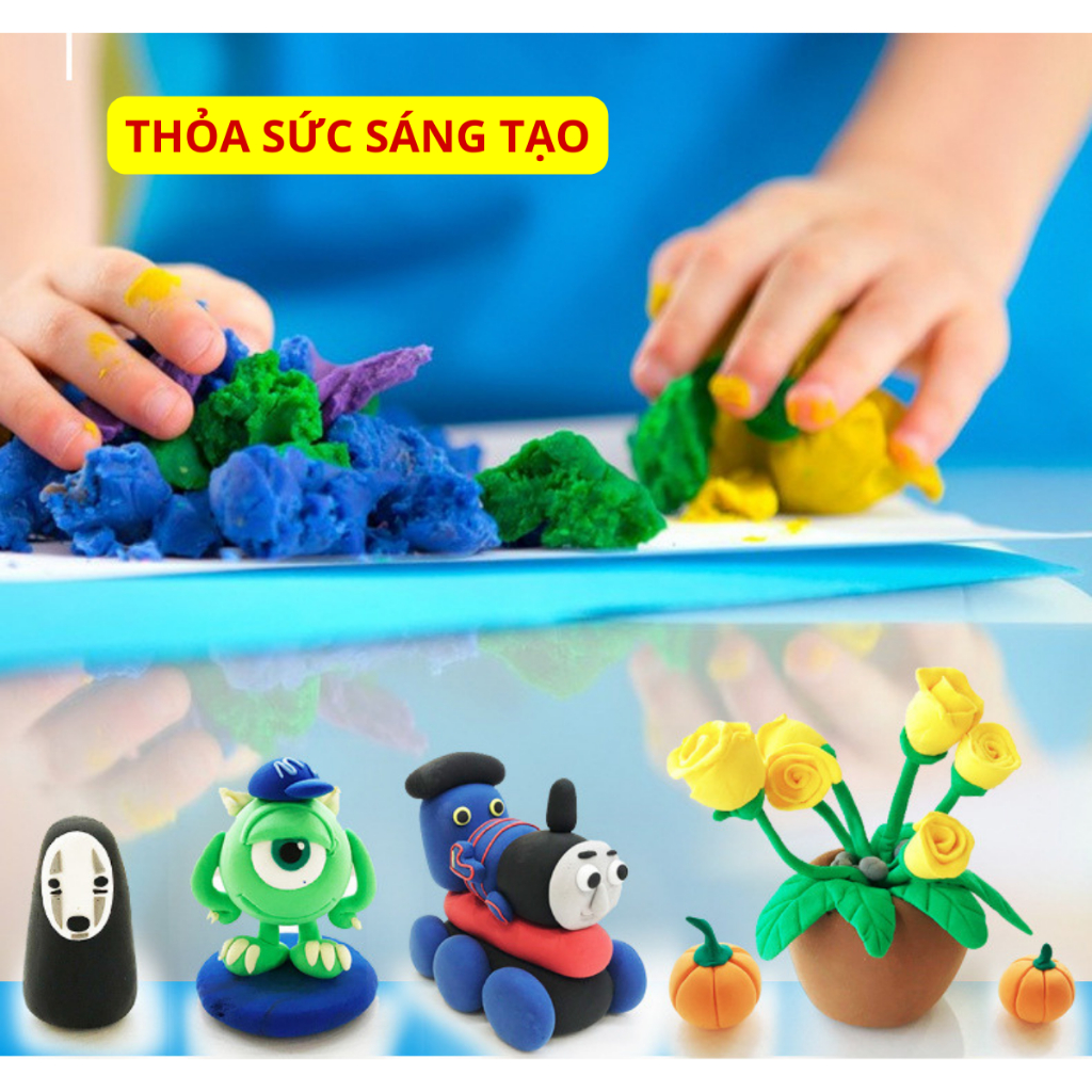 Đất Nặn Nhiều Màu - Chất Liệu An Toàn Đất sét tự khô an toàn Lốc 24 màu cao cấp Softclay nặn hình, làm Butter slime