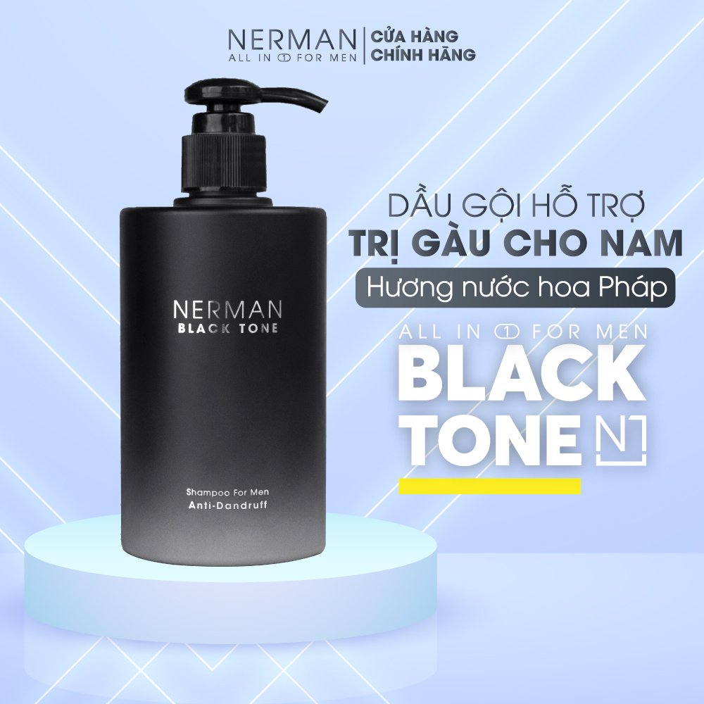 Dầu gội sạch gàu cho nam giới Nerman Black Tone hương nước hoa Pháp 350g