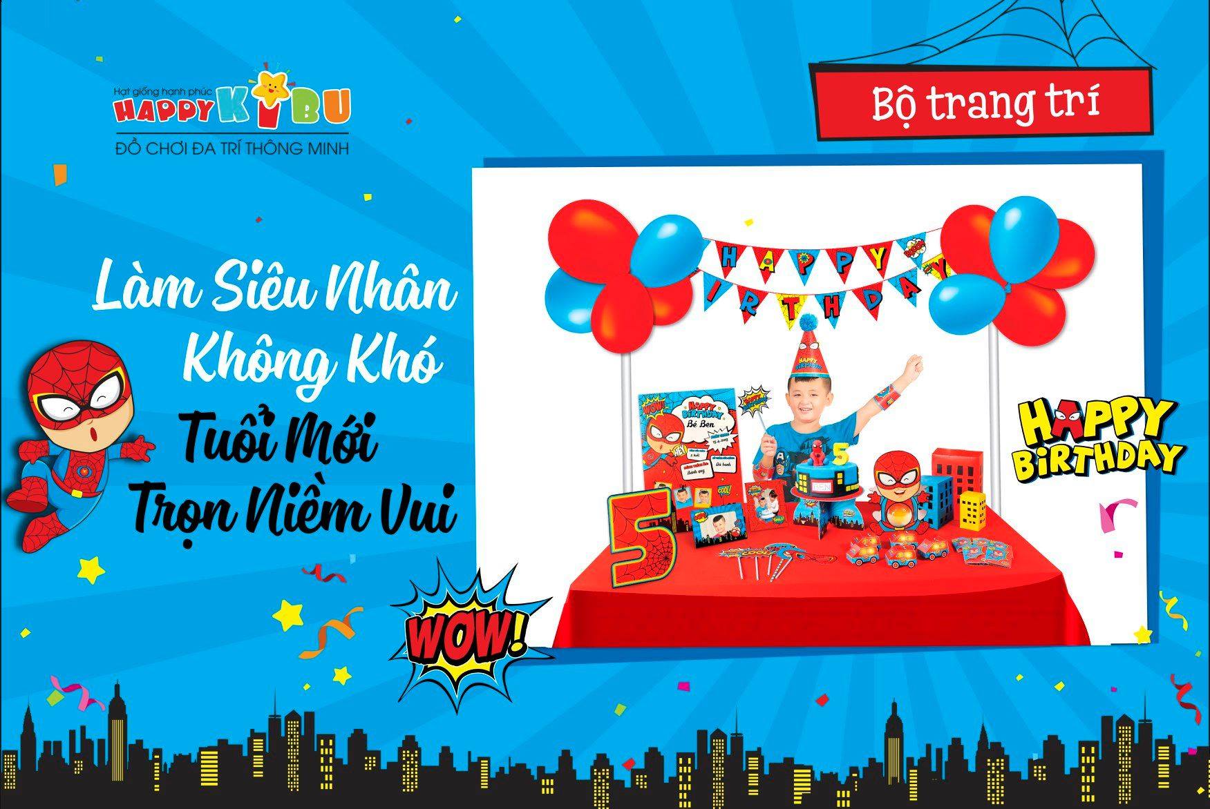 Happy Kibu - Bộ trang trí Happy Birthday - Siêu Nhân