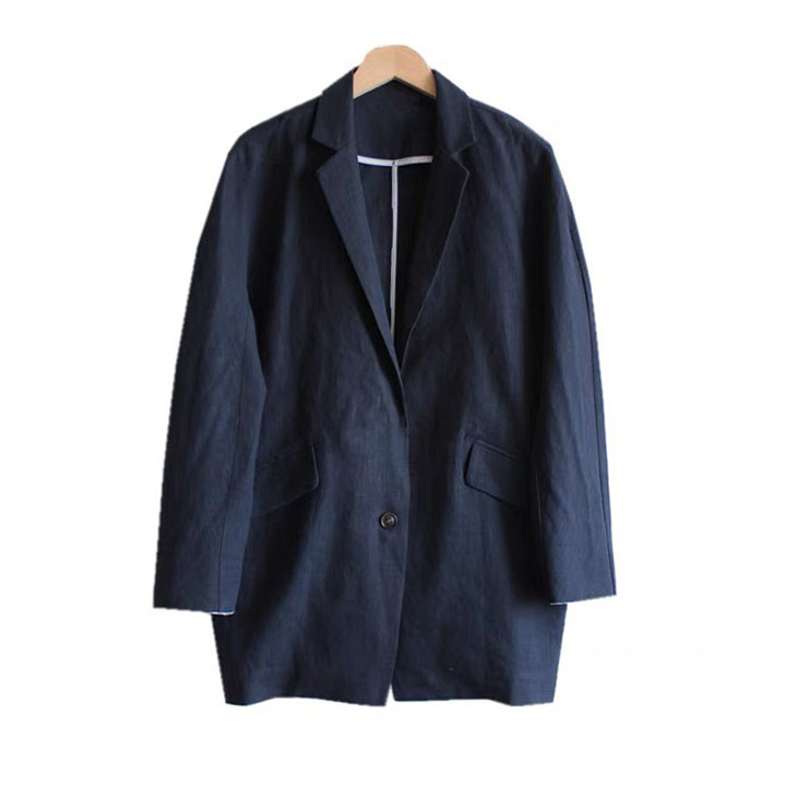 Áo Blazer nữ form rộng dáng dài 2 túi bổ nắp trẻ trung ArcticHunter, thời trang thương hiệu chính hãng - Xanh than