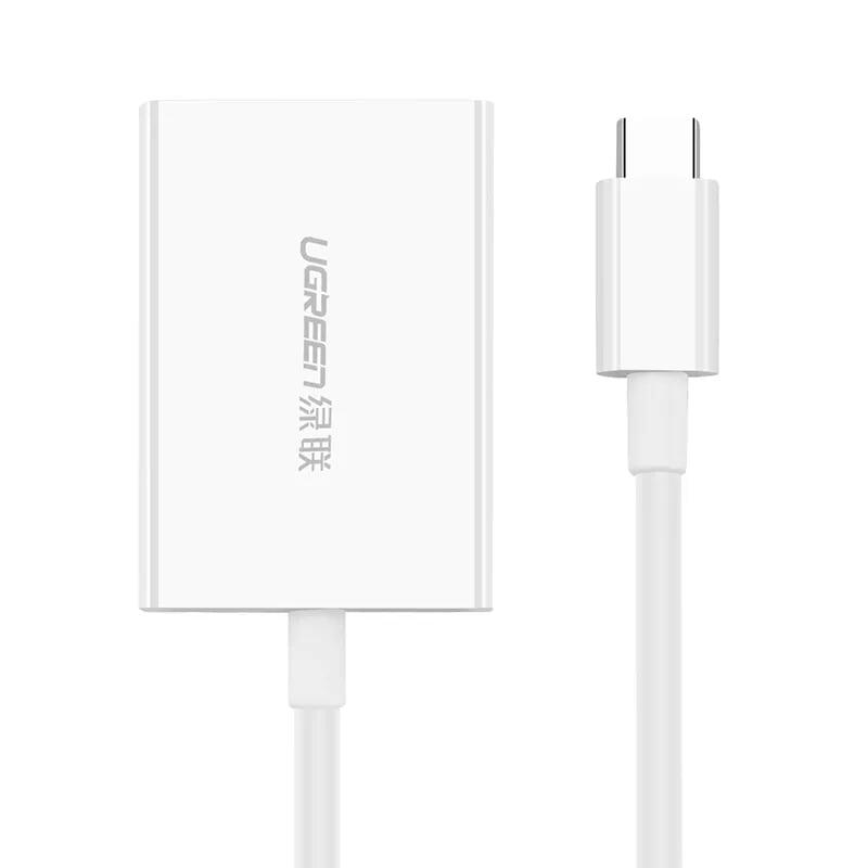 Ugreen UG40864US235TK 15CM màu Trắng Đầu đọc thẻ USB TYPE C sang 2 cổng Micro SD + TF 4.0 - HÀNG CHÍNH HÃNG