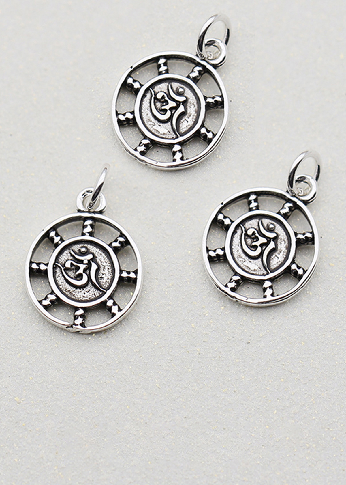 Combo 3 cái charm bạc hình bánh lái chữ phúc treo - Ngọc Quý Gemstones