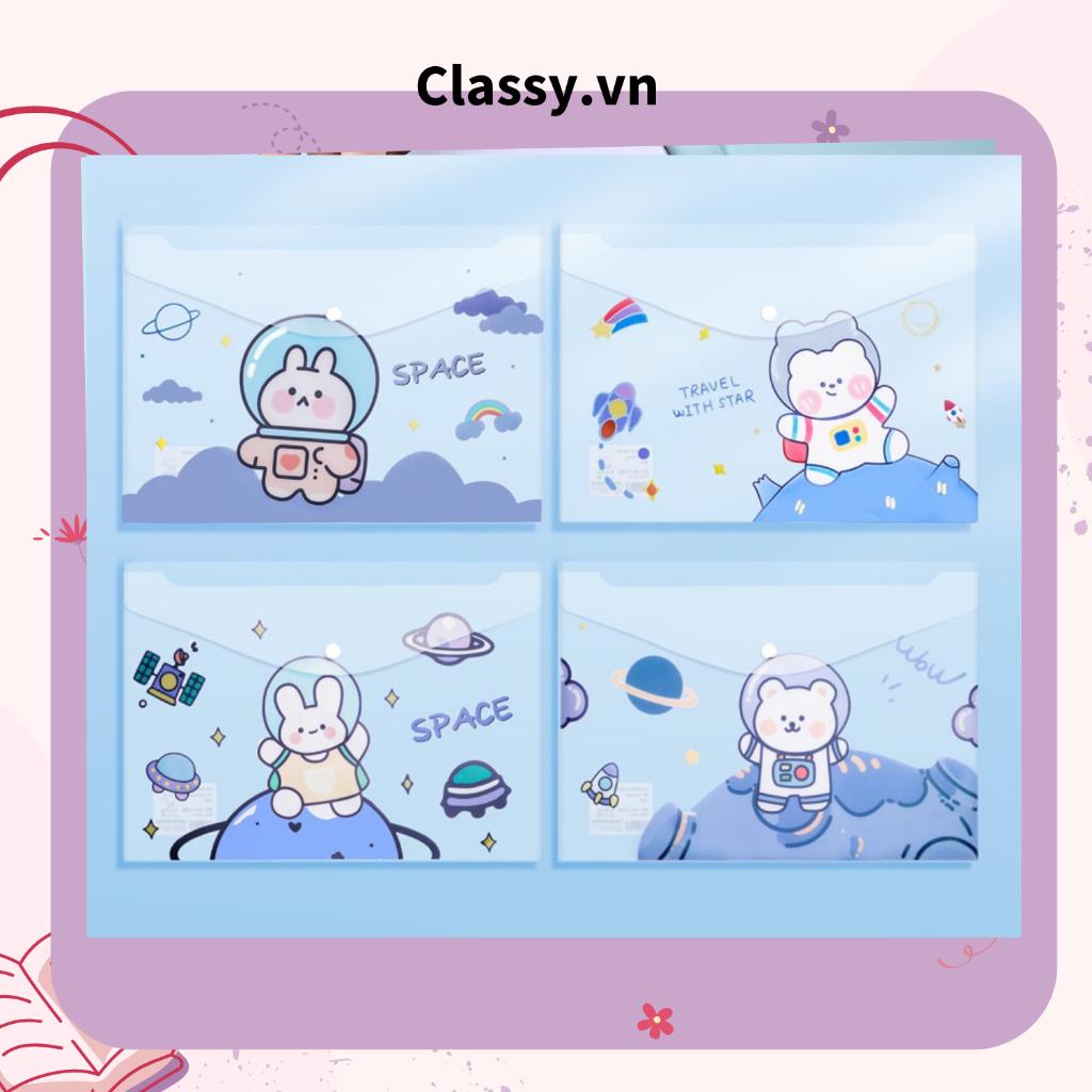 Túi đựng giấy a4  Classy nhựa PP in hình xinh xắn cute giá rẻ khóa bấm PK778