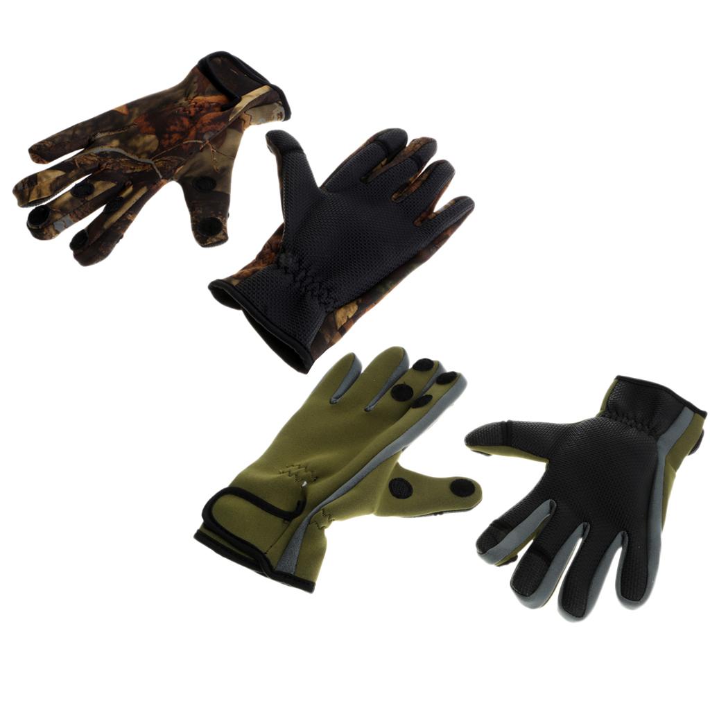 1 Pair Fishing Gloves Anti Slip Warm Cycling 3 Half-Finger Gloves M Camo