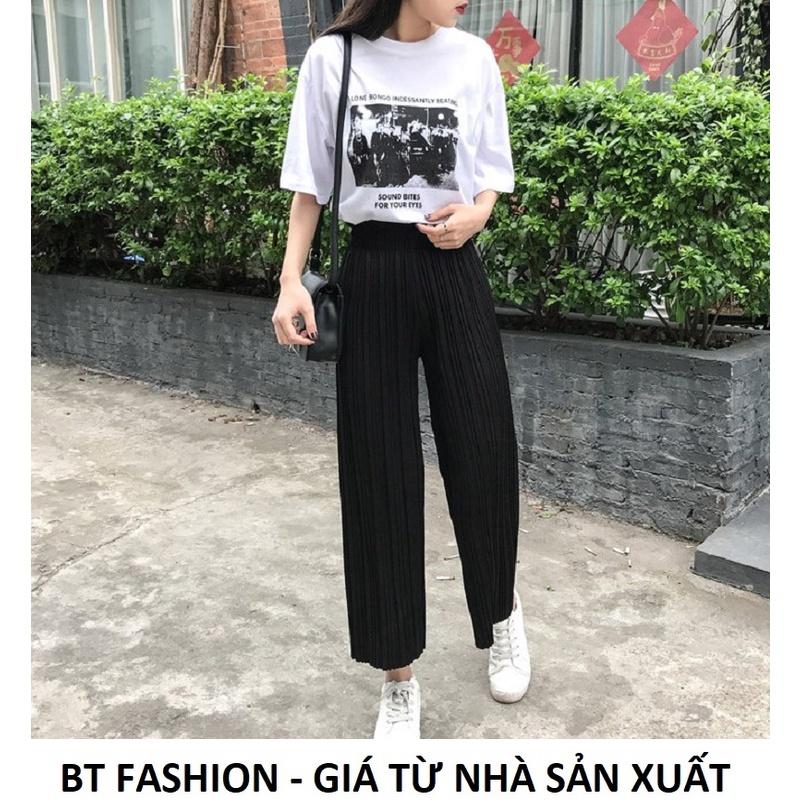 Quần Dài Thun Dập Ly Ống Rộng Vải Đep Cao Cấp Hot - BT Fashion (QD02) + Hình Thật
