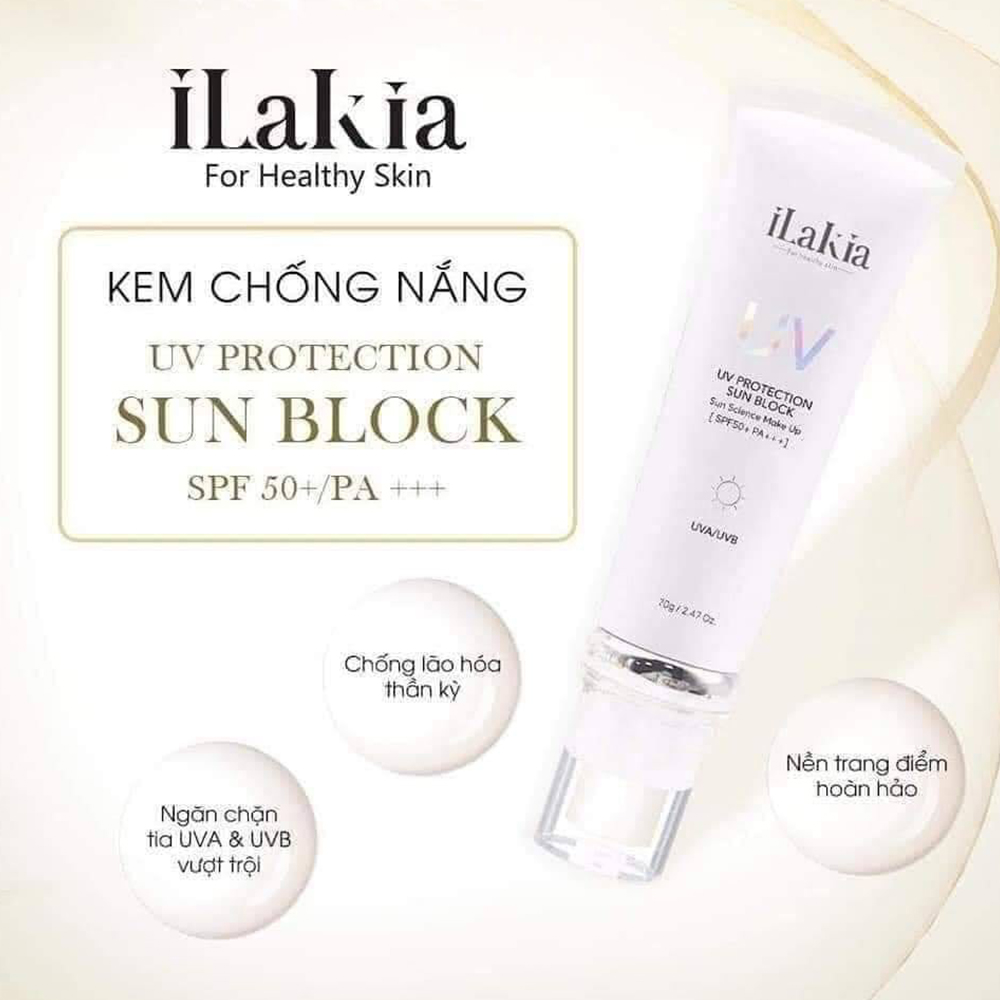 Kem Chống Nắng ilakia Light Make Up UV Sun Block SPF 50+ KOREA 70g