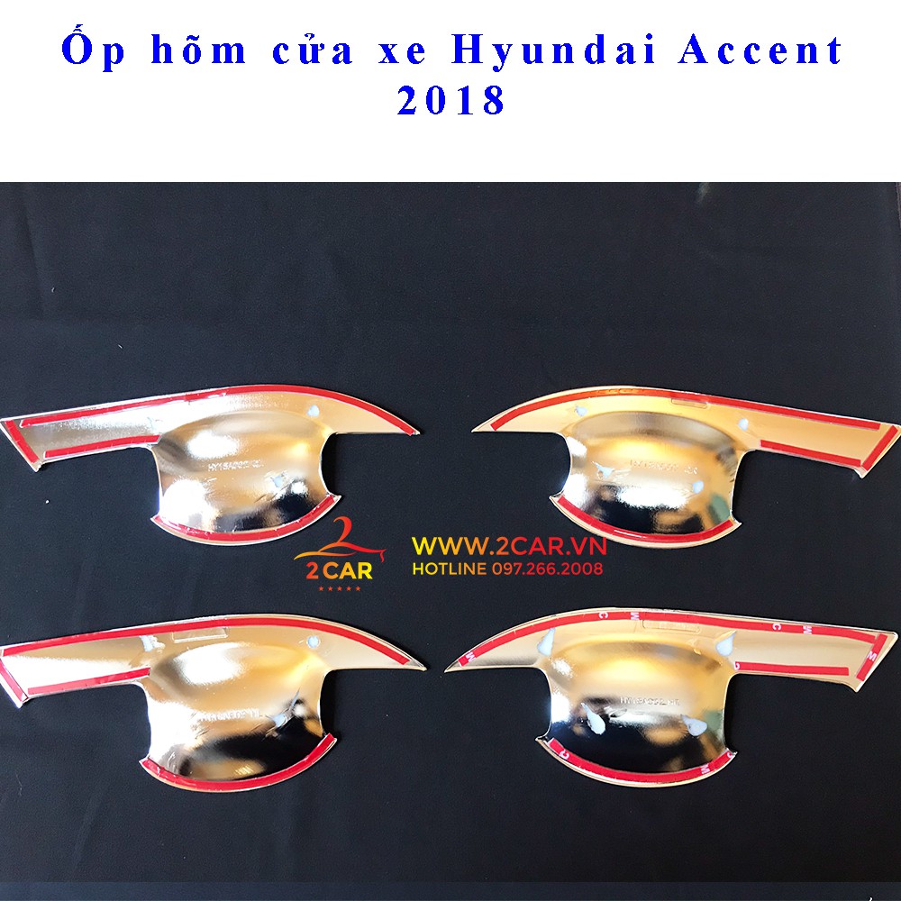 Ốp hõm cửa, chén cửa xe Hyundai Accent 2018- 2020- 2021- 2022, mạ crom cao cấp