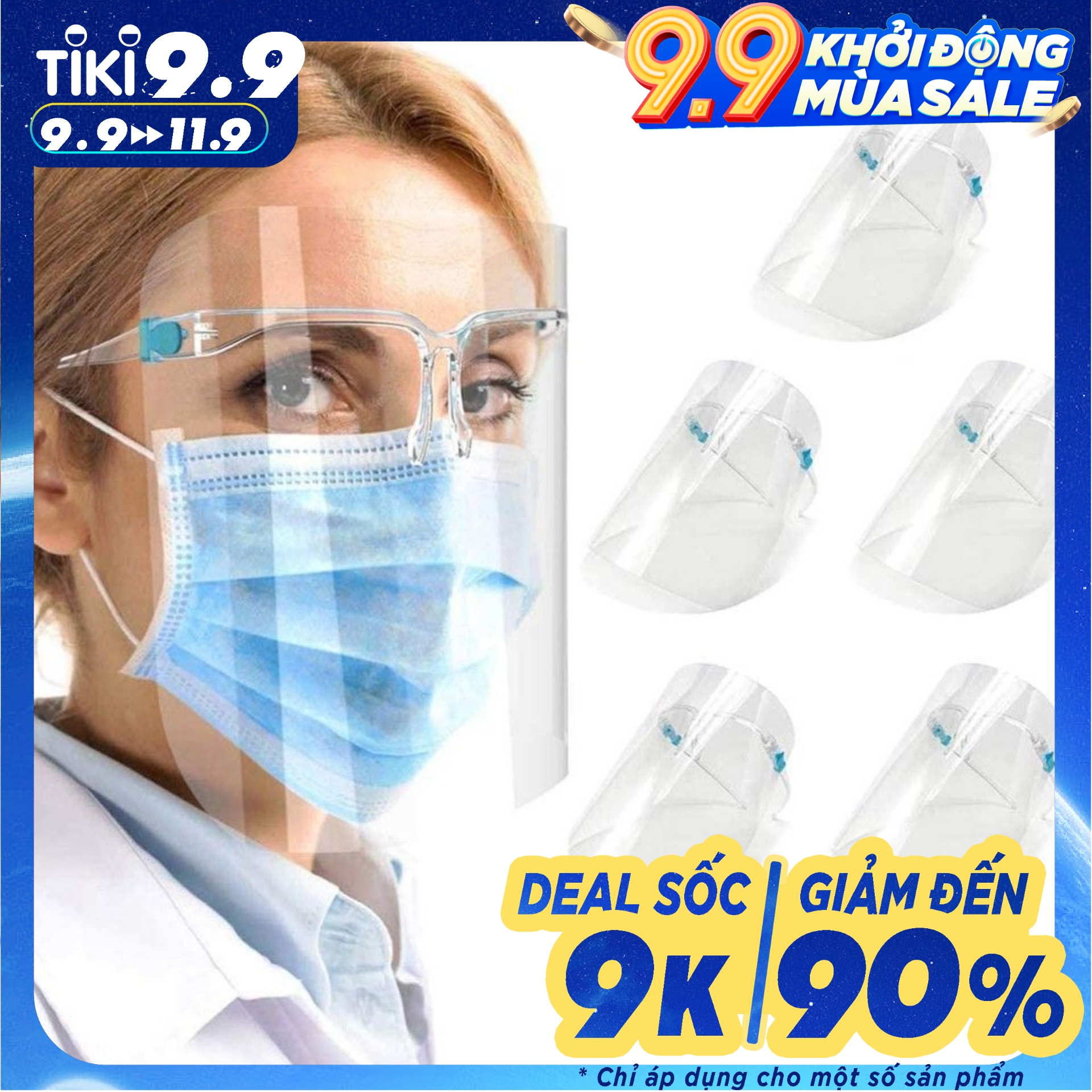 Combo 10 cái Kính chống giọt bắn Face Shield loại gọng &amp; mặt nạ