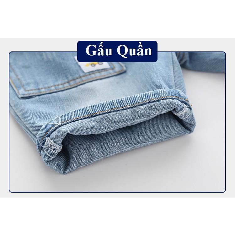 Quần bé trai, quần short jean bé trai thêu hình xe