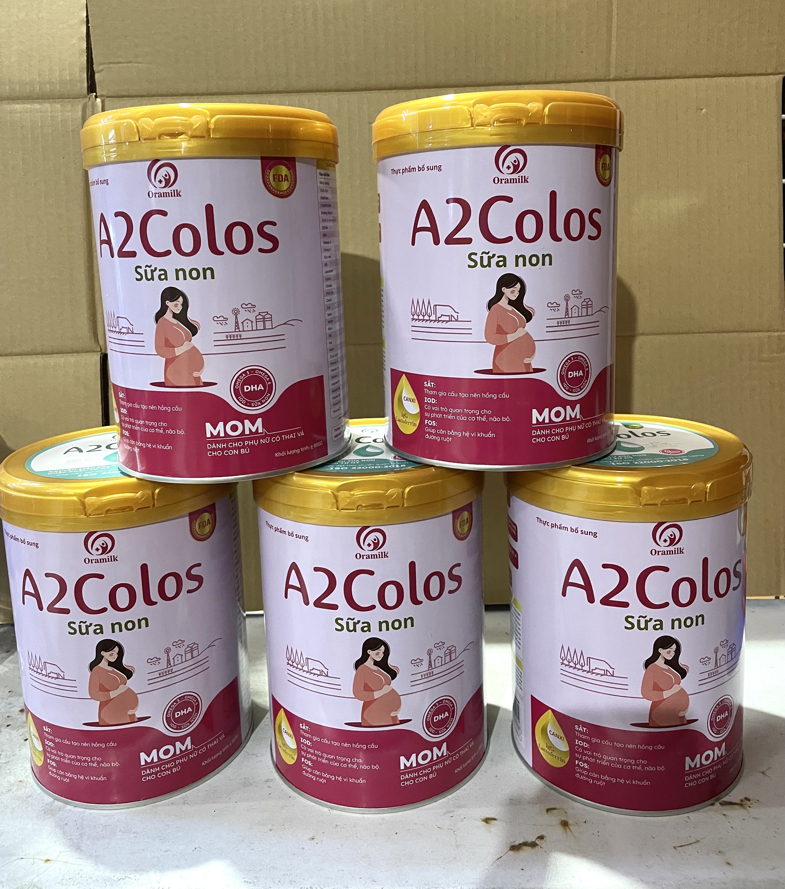 Combo 5 lon Sữa bột A2Colos MOM lon 800g - Dành cho phụ nữ có thai và cho con bú