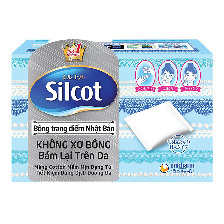 Combo Ngăn Bụi Toàn Diện Gồm 2 Hộp Silcot Bông Trang Điểm (bông tẩy trang) Nhật Bản + 5 Gói Khẩu Trang Ngăn Khói Bụi Unicharm 3D Mask Super Fit