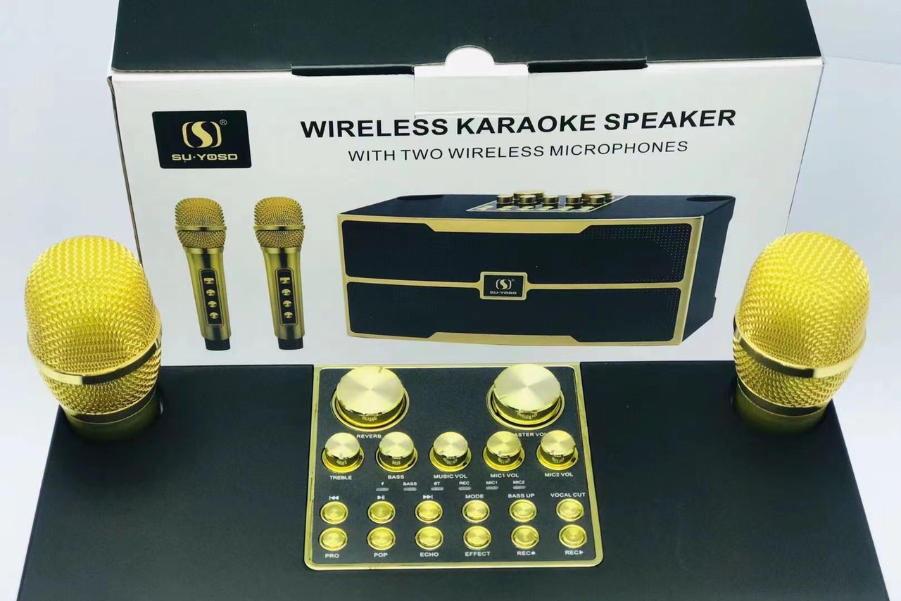 Loa bluetooth karaoke Su-Yosd YS-201 - Tặng kèm 2 micro không dây - Hiệu ứng đổi giọng, điều chỉnh echo, bass, treble, reverb, effect - Loa xách tay du lịch thời trang nghe nhạc, hát karaoke cực hay - Thiết kế hiện đại, sang trọng