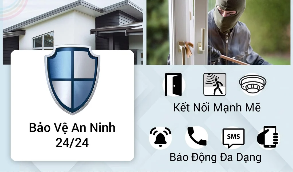 Bộ Báo Động Chống Trộm Qua WIFI Và Sim GSM GW05 Cao Cấp, Màn Hình Cảm Ứng - Hàng Chính Hãng