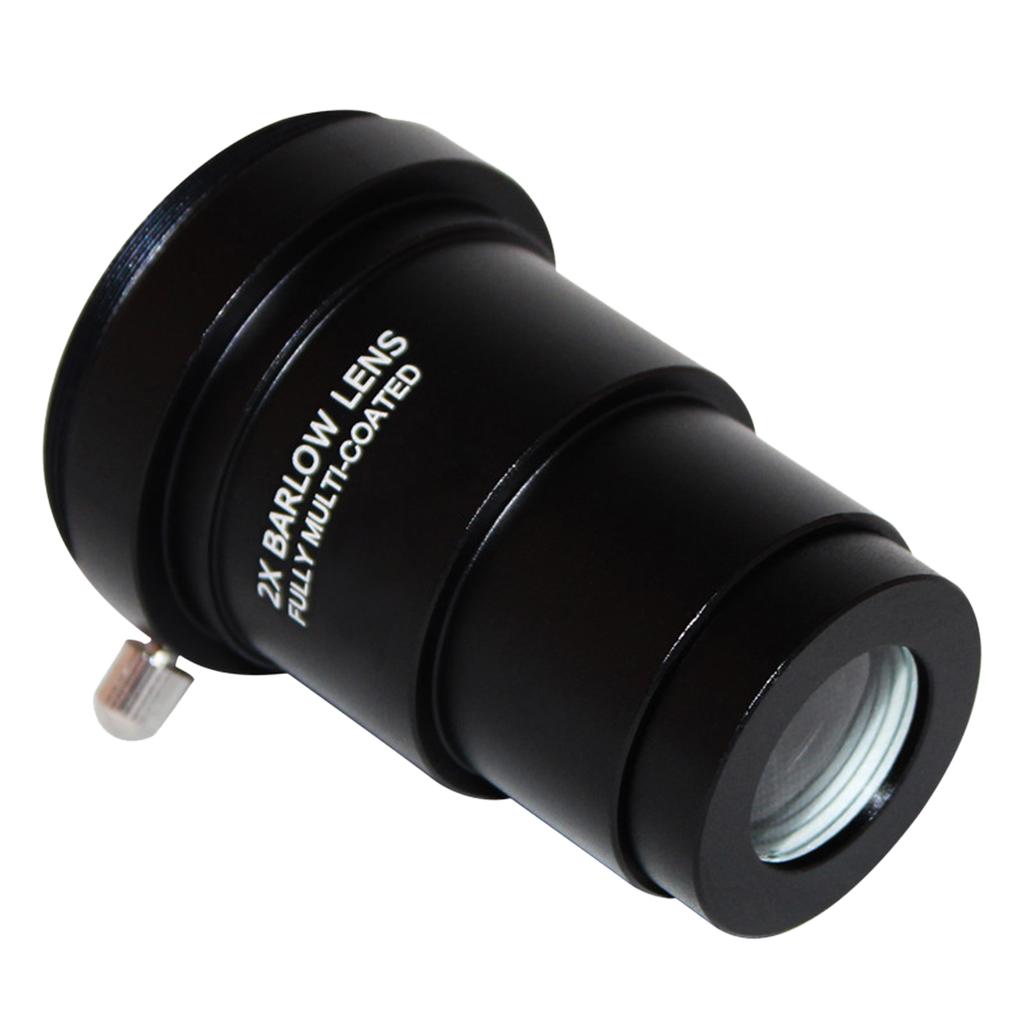 Full Metal 2X Barlow Lens 1.25" for Astronomical Telescope Eyepieces Black