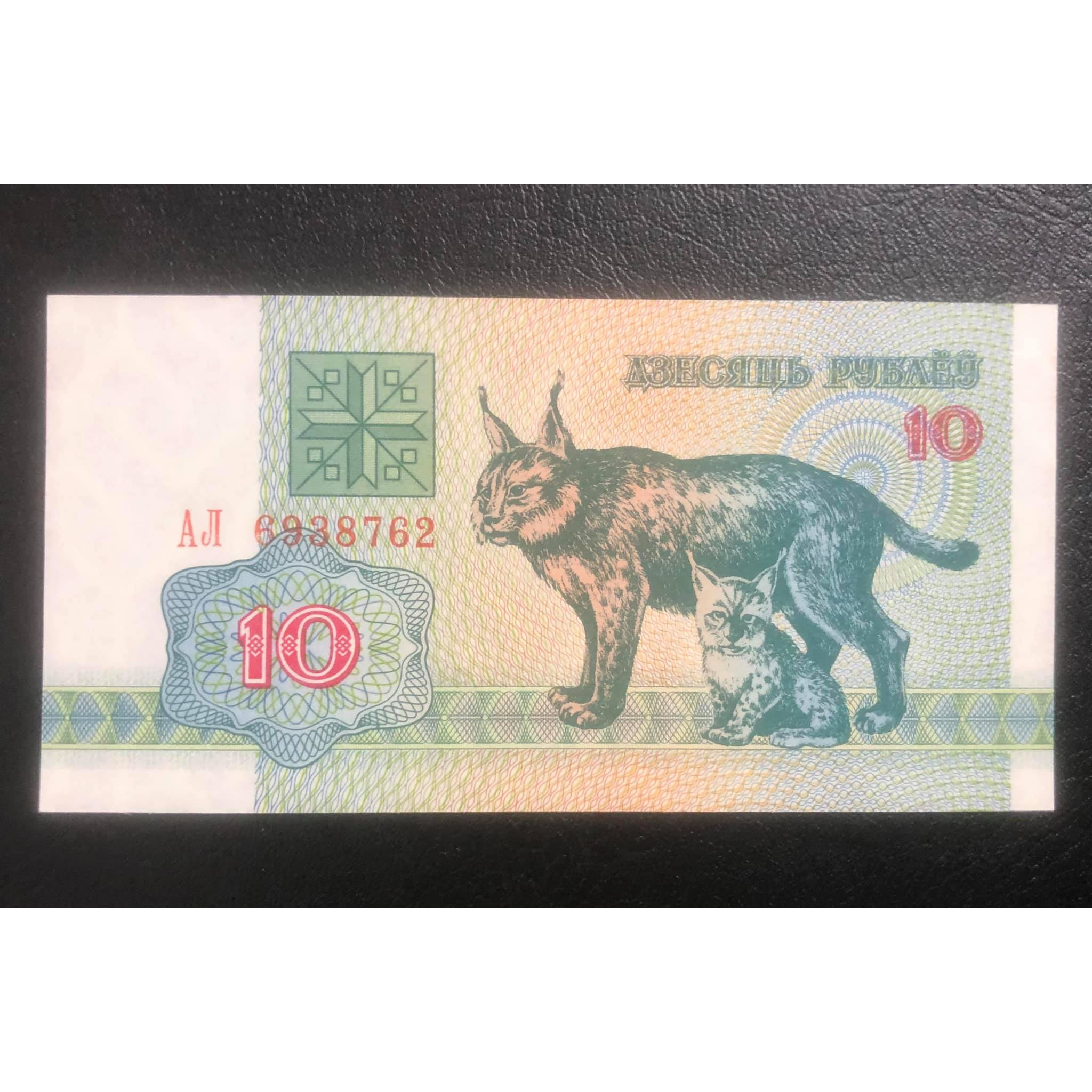 Tiền in con Mèo tuổi Mão 10 rublei của Belarus