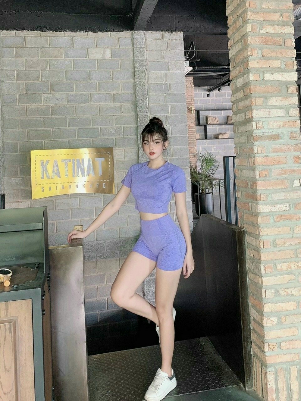 Bộ Đùi Ngắn Tay Dệt Kim Tập Yoga Gym