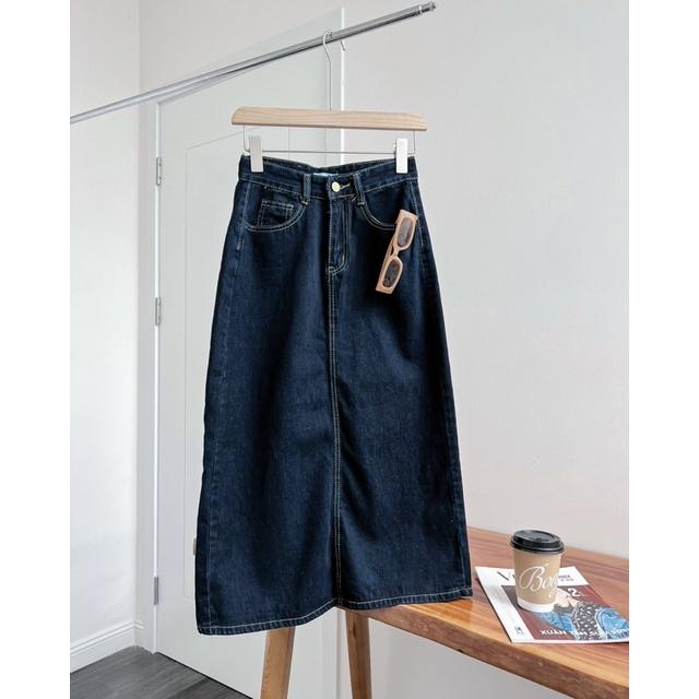 Chân váy jean bò nữ dáng dài v238301 germe