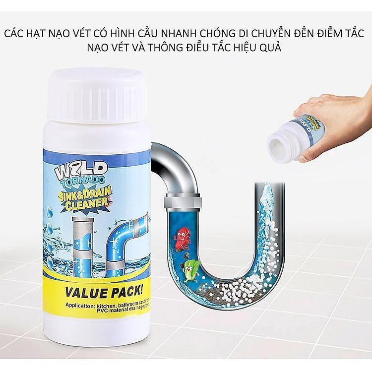 Chai Bột Thông Tắc Cống Wild Tornado 110g Giúp Thông, Cống Khử Mùi, Diệt Khuẩn