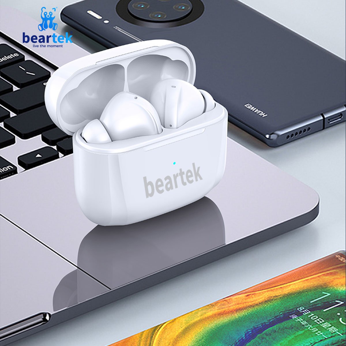 Tai nghe bluetooth không dây BEARTEK Bearbuds B99 True Wireless thiết kế trẻ trung, hoàn toàn khác biệt –Cảm ứng – Thời gian sử dụng lên tới 4h - Hàng chính hãng