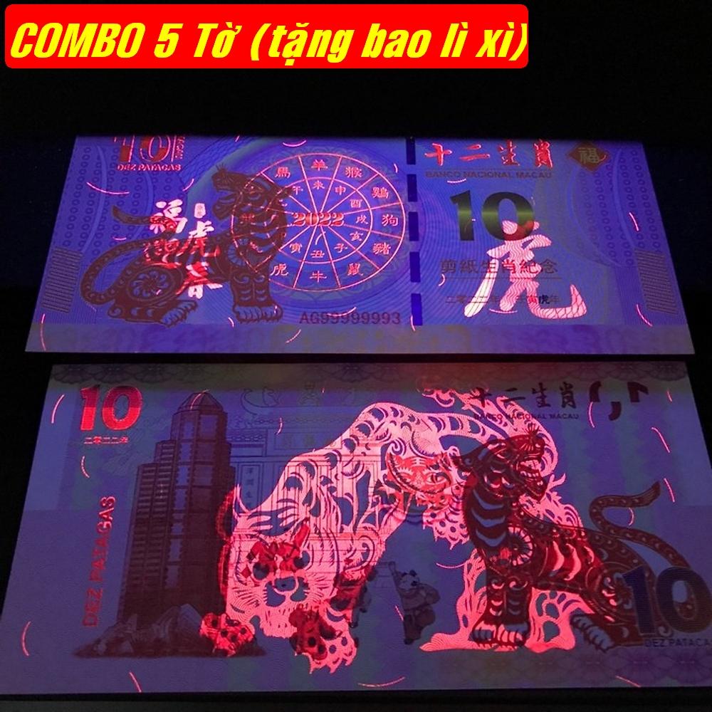 Combo 5 tờ Tiền Macao 10 con Cọp tài lộc lì xì Tết