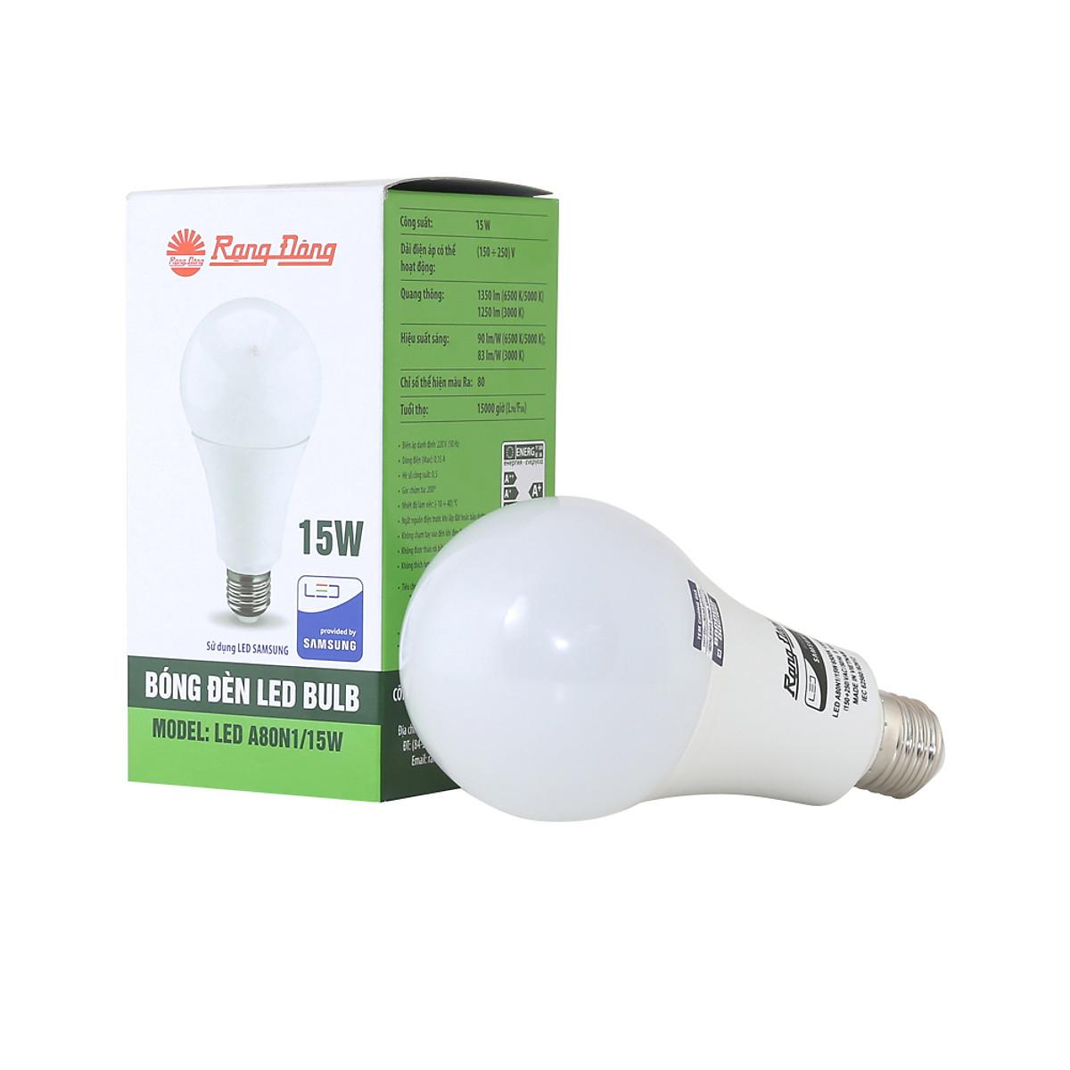 Bóng đèn LED BULB tròn 15W Rạng Đông