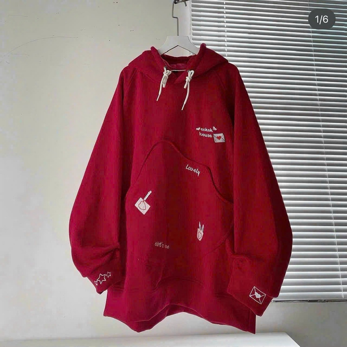 Áo Hoodie Phối Túi To Logo Thêu Có Nón Mũ 2 Lớp Rộng Unisex Nam Nữ Siêu Xinh - Áo Khoác Nỉ