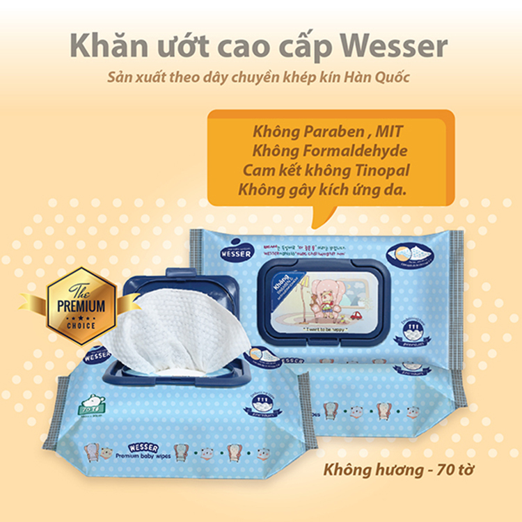 Combo 8 Gói Khăn Ướt Wesser 70 tờ